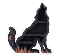 Sorandy Présentoir en Bois et Cristal Wolf, étagère Décorative Multicouche Classique, Présentoir à Gravure Mécanique avec Détails Fins, Idéal pour la Maison, la Chambre et Le Salon (Loup à Gauche)