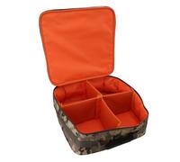 Sorandy Sac de Rangement du Boîtier de Bobine de Pêche avec 4 Compartiments Réglables Protection Rembourrée pour la Mouche à Mouler des Moulinets de Pêche à la Traîne (Camouflage CP)