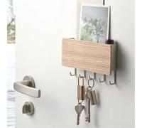 Sorandy Support Mural de Couloir en Bois, Porte-clés écologique pour Sac, Chapeau, écharpe, Organization pour L'entrée et le Foyer (Couleur du bois naturel)