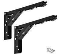 Sorandy Supports d'étagère Pliants, 2 Supports Pliables en Acier Inoxydable, étagère Murale avec Charnières de Verrouillage, Idéal pour Bricolage, Bibliothèque, Cuisine, Garage, Camping-car (166)