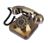 Sorandy Téléphone Antique - Téléphone Fixe Filaire Téléphone de Bureau Téléphone Vintage Rétro Telephone Filaire Grosses Touches pour Maison Bureau Hôtel Salon Décoration - Bronze