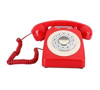 Sorandy Téléphone Fixe Mains Libres Rétro Vintage Antique pour Bureau à Domicile ABS Rouge MS-300 Style Vintage avec Cadran Rotatif et Fonction de Recomposition