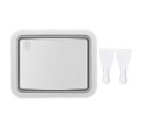 Sorbetière - Petite plaque à rouler à glace manuelle - Machine à pain à glace portable en acier inoxydable - Petit bac à glaçons rapide avec 2 pelles - Assiette à fruits pour réfrigérateur, cuisine et