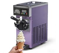 Sorbetière Professionnelle Mono-Parfum, Machine à Glace Molle Table, Réservoir de 2,5L et Cylindre de 1L, Nettoyage Automatique, Réglages de Dureté Ajustables Production de 4-5 L/Heure(Purple)