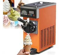 Sorbetière Professionnelle Mono-Parfum, Machine à Glace Molle Table, Réservoir de 2,5L et Cylindre de 1L, Nettoyage Automatique, Réglages de Dureté Ajustables Production de 4-5 L/Heure(Orange)
