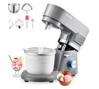 VEVOR Sorbetière 1,7 L - Robot pâtissier 6 vitesses, écran LED, minuterie, crochet, gris