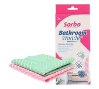 Sorbo Bathroom Wonder - Chiffon Microfibre Anti-Calcaire - 2 Pièces - Élimine Le Calcaire et Le Savon - sans Rayures - pour Robinetterie & Sanitaires