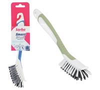 Sorbo Brosse à Vaisselle avec Grattoir Intégré - 3 Types de Soies - Poignée Antidérapante Ergonomique - Conception Flottante - Plastique Solide