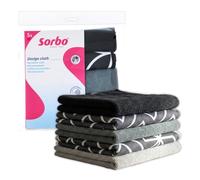 Sorbo Chiffons Microfibres Gris et Noir - Chiffons de Nettoyage Multifonction, Utilisation à Sec ou Humide, Lavables en Machine, 40 x 40 cm, Lot de 5