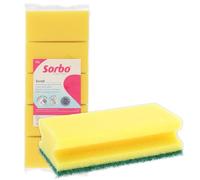 Sorbo Éponge à Récurer avec Prise en Main - Éponge Abrasive pour Saletés Tenaces, Adaptée aux Surfaces Lisses, Éponge de Nettoyage, Lot de 10
