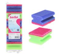 Sorbo Éponges à récurer, Anti-Rayures, Extra adhérentes et Super absorbantes, idéales pour Le Nettoyage de la Maison et de la Cuisine, Chaque lot Comprend 6 éponges de Couleurs Assorties