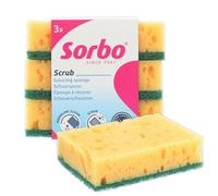 Sorbo Éponge à Récurer - Surface Abrasive Résistante pour Saletés Tenaces, Éponge Absorbante pour Surfaces Lisses, Lot de 3