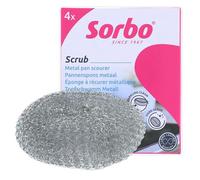 Sorbo Éponge Métallique - Éponge à Récurer Extra Résistante pour Saletés Tenaces, Adaptée aux Casseroles, Plats au Four, Gril et Barbecue, Forte Puissance de Récurage, Lot de 4