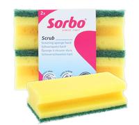 Sorbo Éponges à Récurer Double Face Abrasive, Lot de 2 - Format XL avec Prises Latérales, Face en Viscose Absorbante, pour Casseroles, Fours et Éviers