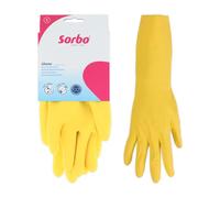 Sorbo Gants de Ménage Taille Petite en Latex, Manchette Longue, Doublure Floquée Douce pour la Vaisselle et le Nettoyage, Jaune, 1 Paire