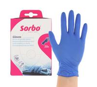 Sorbo Gants Jetables en Nitrile - sans Latex, sans Poudre, Usage Unique, Protection Mains, lot de 20, Taille Universelle, Ménage et Jardinage