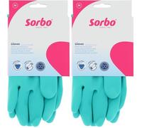 Sorbo Gants Ménagers Sans Latex - Taille M - 100% Nitrile - Réutilisables & Antiallergiques - Longs Manchettes - Antidérapants - Protection Peau & Confort (Lot de 2)