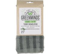 Sorbo Greenminds Lavettes en Coton Éponge Biologique Certifié GOTS, Lot de 2 Torchons de Cuisine Absorbants sans Peluches, Coloris Gris