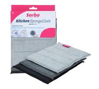 Sorbo Kitchen Sponge Cloth 3 Pièces, Chiffons Éponge avec Microfibre, Très Absorbants, Pliables en Deux, Lavables à 40 C, pour Cuisine, Plan de Travail et Vaisselle