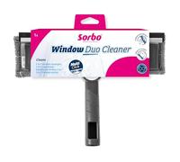 Sorbo Nettoyeur Vitres Duo - Raclette et Lave-Vitre 2 en 1 avec Manche, Microfibre Douce et Absorbante, Lame en Caoutchouc Flexible, Compatible Sorbo Multi-Click