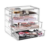Sorbus Boîte à bijoux/cosmétiques en acrylique 4 grands tiroirs Design élégant Idéal pour rouges à lèvres, eyeliner, vernis à ongles, pinceaux, bijoux