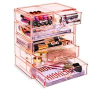 Sorbus Acrylic Makeup Organizer - Organization and Storage Case for Cosmetics Make Up & Jewelry - Big Clear Makeup Organizer for Vanity, Bathroom, College Dorm, Closet, Desk (4 Large, 2 Small Drawers)