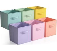 Sorbus Cubes de rangement en tissu de 27,9 cm - Bacs pliables robustes avec poignée - 6 paniers pliables pour organiser les vêtements, les jouets, les livres - Paniers de rangement multicolores pour