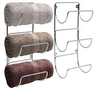 Sorbus Ensemble de porte-serviettes - Organiseur de rangement mural pour serviettes, débarbouillettes, serviettes à main, linge, idéal pour salle de bain, spa, salon, design moderne (argenté)