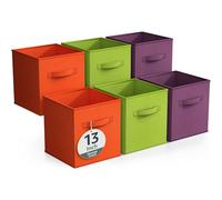 Sorbus Lot de 6 cubes de rangement pliables en tissu pour organiser le garde-manger, les cubbies, les boîtes à jouets - Rangement de vêtements et de placard - Paniers cubiques pliables de 33 cm pour