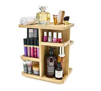 Sorbus Organiseur de maquillage rotatif à 360° en bois de bambou pour cosmétiques, soins de la peau, organisateur de maquillage pour coiffeuse, rangement de salle de bain