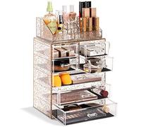 Sorbus Organiseur de Maquillage Transparent - Rangement de Maquillage et de Bijoux, étui et présentoir - Design spacieux - Excellent Support pour Commode, Salle de Bain, Coiffeuse et comptoir (4