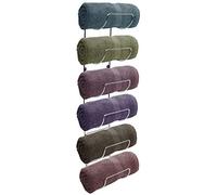 Sorbus Porte-serviettes mural - 6 compartiments de porte-serviettes en métal argenté pour salle de bain, organisateur pour linge, salle de sport, camping-car, porte, armoire - Étagère à vin murale