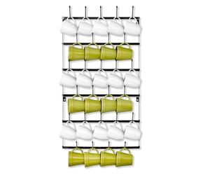 Sorbus Porte-tasses - Crochets de rangement muraux avec 6 niveaux pour tasses à café, tasses à thé, bocaux Mason et plus encore - Peut contenir 27 tasses - Métal noir (taille L)