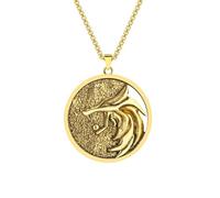 Sorceleur Geralt de Riv médaillon loup blanc collier pour hommes femmes cadeau Mens anniversaire pendentif Vintage Gwynbleidd