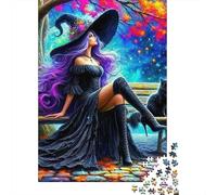 Sorcellerie Nocturne 1000 Pièces Puzzle en Papier pour Adultes Jeu Éducatif Puzzle Sorcière Décompression Murale 70x50cm/1000pcs