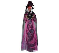 Sorcière à suspendre pour Halloween, sorcières parlantes grandeur nature avec yeux lumineux et sons effrayants, décoration d'Halloween pour jardin, maison hantée, porte d'entrée