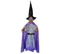 Sorcière à suspendre pour Halloween, sorcières parlantes grandeur nature avec yeux lumineux et sons effrayants, décoration d'Halloween pour jardin, maison hantée, porte d'entrée