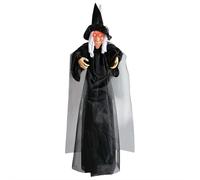 Sorcière à suspendre pour Halloween, sorcières parlantes grandeur nature avec yeux lumineux et sons effrayants, décoration d'Halloween pour jardin, maison hantée, porte d'entrée
