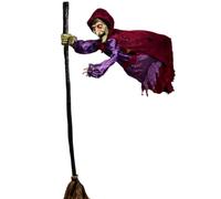 Sorcière animatronique Halloween, sorcière volante décoration d'Halloween, décorations de sorcières en plein air, sorcière flottante avec activation du son - Décoration de sorcières volantes