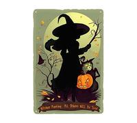 Sorcière Avec Chat Noir Fête D'Halloween, Les Sorcières Garant Toutes Les Autres Seront Des Crapauds Affiche Étain Drôle Métallique Panneau Rétro Métal Tôle Signe Pour Café Salle De Bain Club