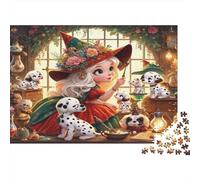 Sorcière avec des Chiots Puzzles 1000 Pièces Papier recyclé pour Adultes Puzzle pour Adultes Jeu Difficile et Stimulant Excellente idée Cadeau pour Enfants à partir de 12 Ans 70x50cm/1000pcs