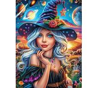Sorcière avec la Lune dans Le Jardin Fleuri 500 Pièces Puzzle Amateur d'art en Carton Anti-Déchirure Haute Qualité Mythes fantastiques Difficile Niveau Expert Décoration Murale Idée Cadeau Anni