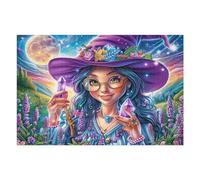 Sorcière avec Un bâton de Cristal et Une forêt au Clair de Lune Puzzle 1000 Pièces pour Adultes Premium Educa Divertissement Créatif Famille Cadeau Unique Décoration Murale 1000 PCS