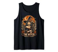Sorcière Chat Noir Tarot Gothique Halloween Lune Femmes Filles Débardeur