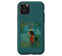 Sorcière chevauchant Un Balai avec Un Chat Noir Vintage Art Vecteur Coque pour iPhone 11 Pro