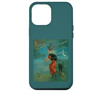 Sorcière chevauchant Un Balai avec Un Chat Noir Vintage Art Vecteur Coque pour iPhone 12 Pro Max
