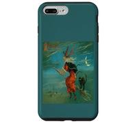 Sorcière chevauchant Un Balai avec Un Chat Noir Vintage Art Vecteur Coque pour iPhone 7 Plus/8 Plus