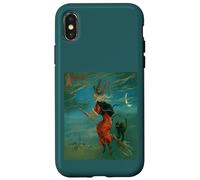 Sorcière chevauchant Un Balai avec Un Chat Noir Vintage Art Vecteur Coque pour iPhone X/XS