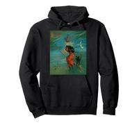 Sorcière chevauchant Un Balai avec Un Chat Noir Vintage Art Vecteur Sweat à Capuche