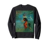 Sorcière chevauchant Un Balai avec Un Chat Noir Vintage Art Vecteur Sweatshirt